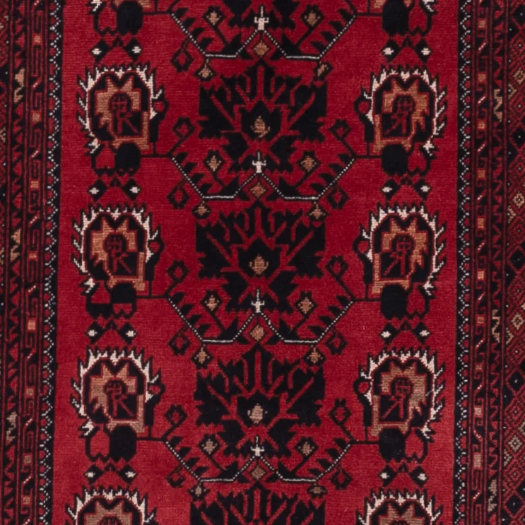 Løper Afghansk teppe - 300 x 82 cm - mørk rød