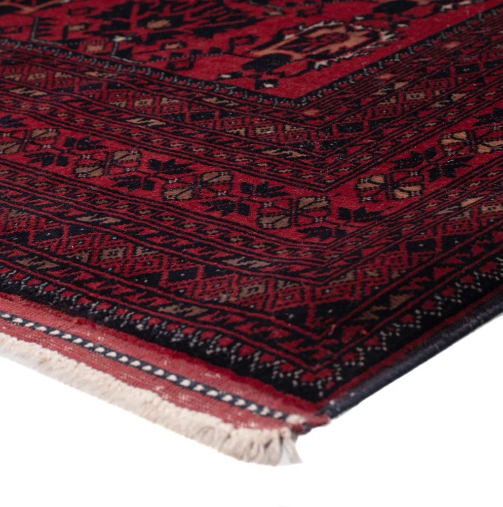 Løper Afghansk teppe - 300 x 82 cm - mørk rød