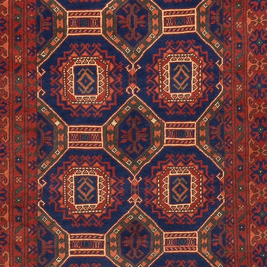 Løper Afghansk teppe - 394 x 80 cm - mørk rød