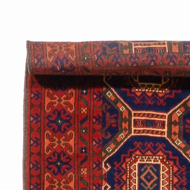Løper Afghansk teppe - 394 x 80 cm - mørk rød