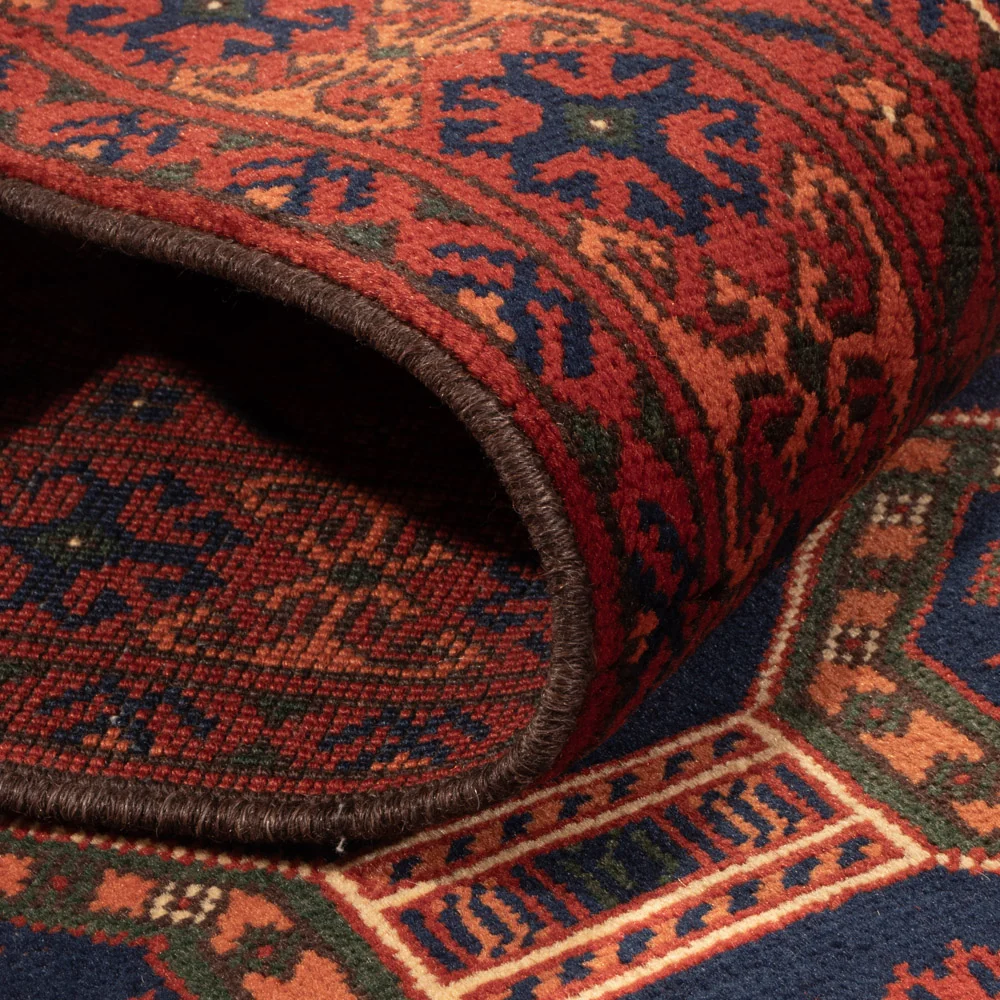 Løper Afghansk teppe - 394 x 80 cm - mørk rød