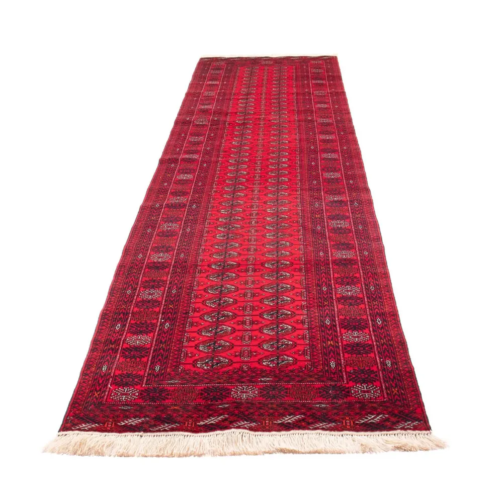 Løper Afghansk teppe - Bukhara - 380 x 90 cm - rød
