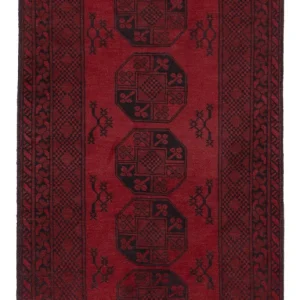 Løper Afghansk teppe - Filpa - 187 x 95 cm - mørk rød