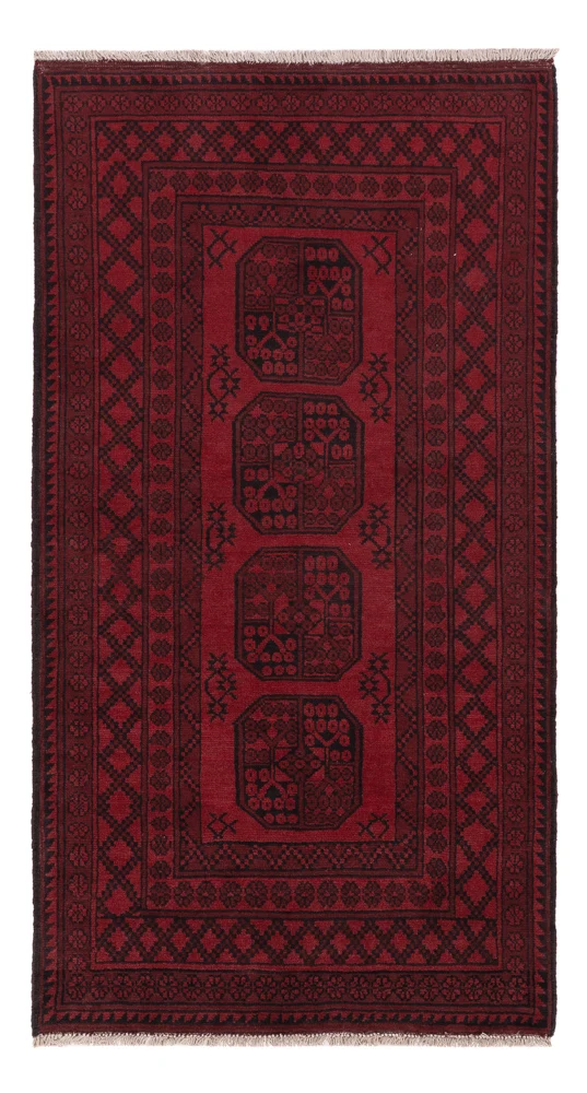 Løper Afghansk teppe - Filpa - 189 x 102 cm - mørk rød