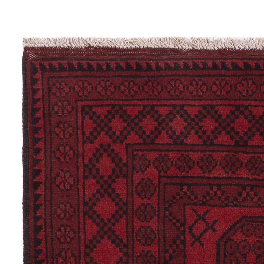 Løper Afghansk teppe - Filpa - 189 x 102 cm - mørk rød