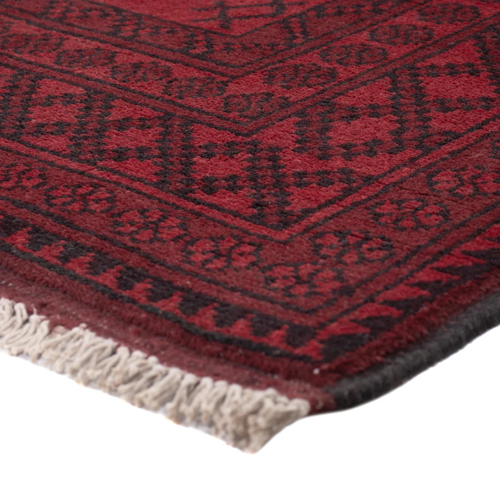 Løper Afghansk teppe - Filpa - 189 x 102 cm - mørk rød