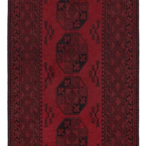 Løper Afghansk teppe - Filpa - 194 x 100 cm - mørk rød