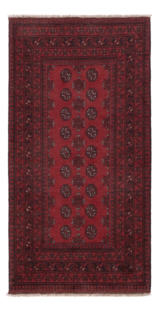 Løper Afghansk teppe - Filpa - 194 x 99 cm - mørk rød