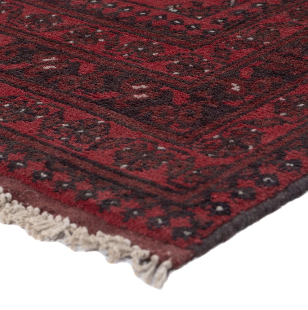 Løper Afghansk teppe - Filpa - 194 x 99 cm - mørk rød