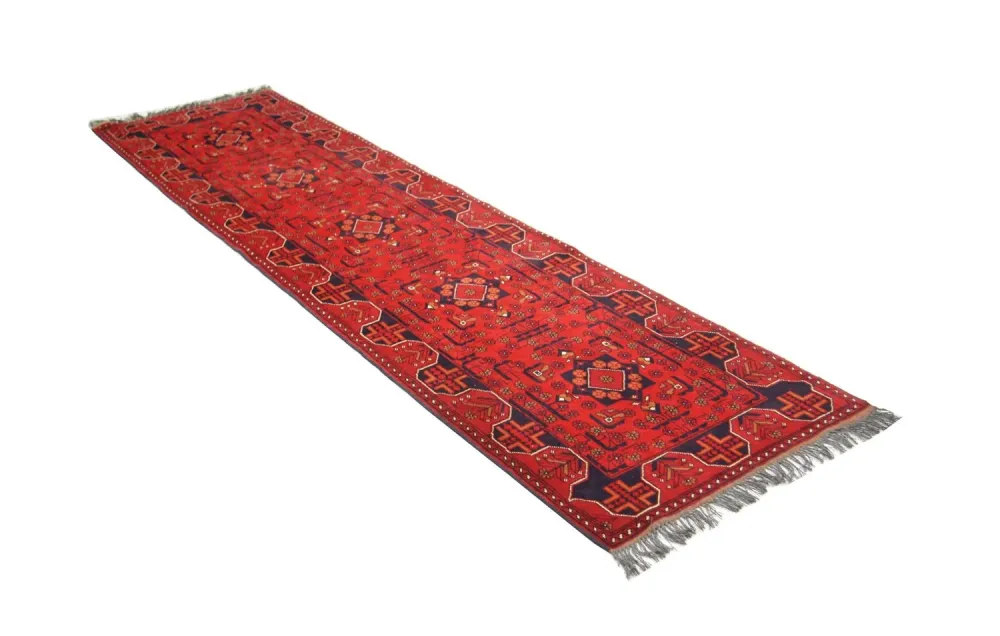 Løper Afghanske tepper - Kunduz - 286 x 75 cm - rød
