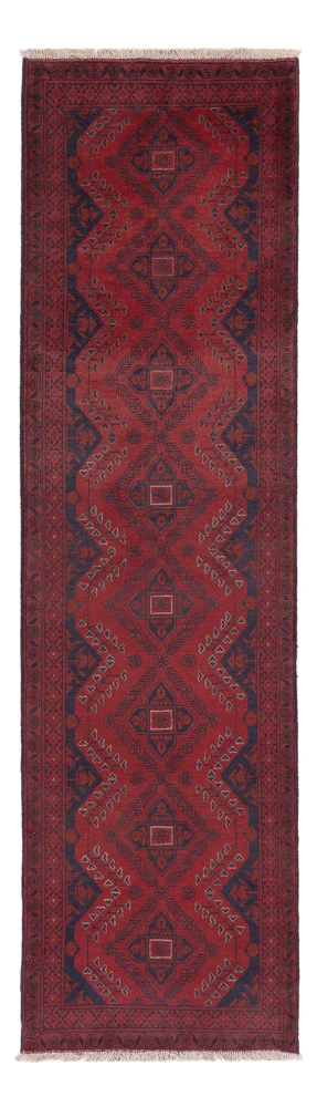 Løper Afghanske tepper - Kunduz - 290 x 80 cm - mørk rød
