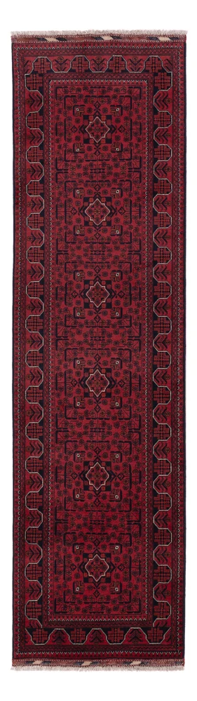 Løper Afghanske tepper - Kunduz - 292 x 80 cm - mørk rød