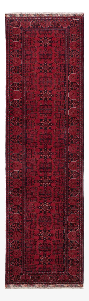 Løper Afghanske tepper - Kunduz - 294 x 84 cm - mørk rød