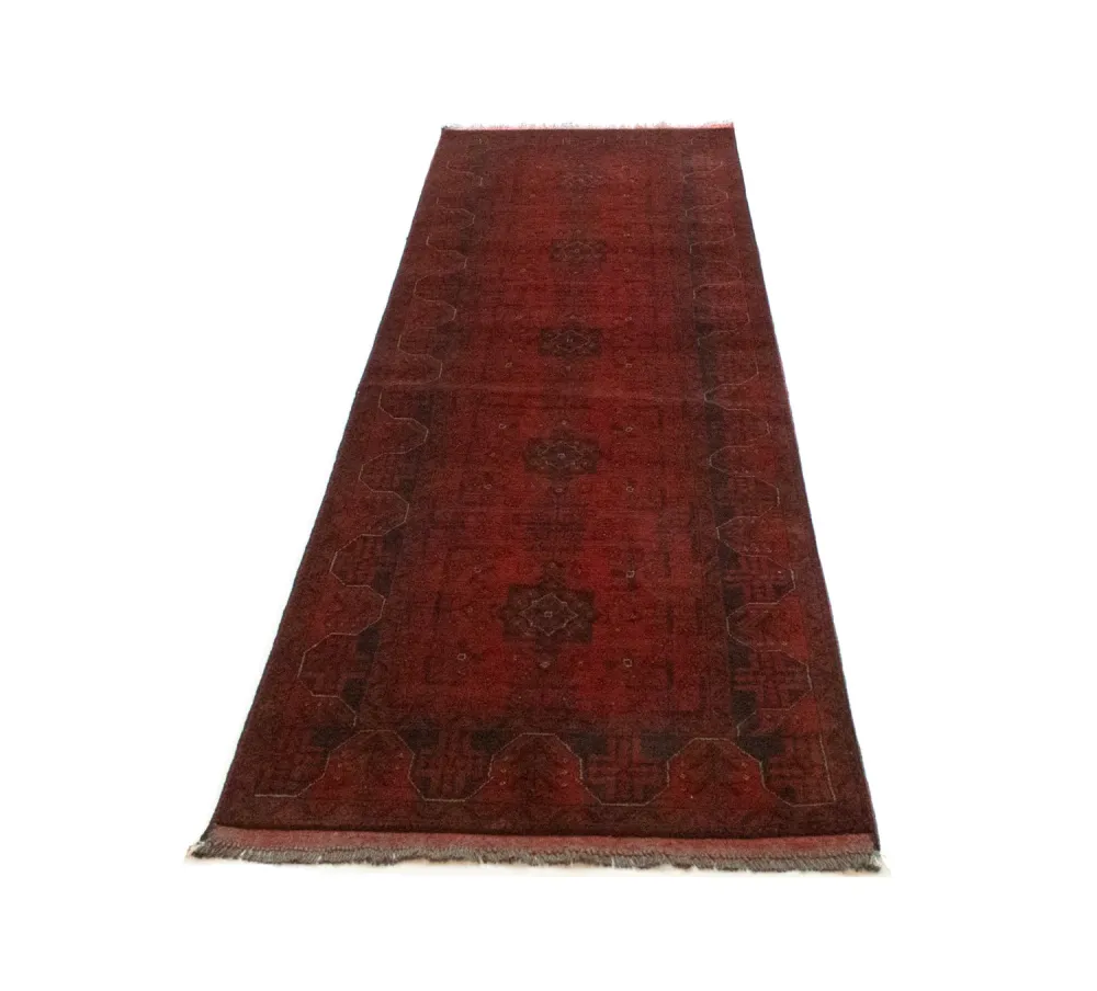 Løper Afghanske tepper - Kunduz - 296 x 77 cm - rød