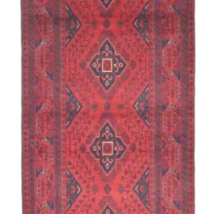 Løper Afghanske tepper - Kunduz - 296 x 84 cm - mørk rød