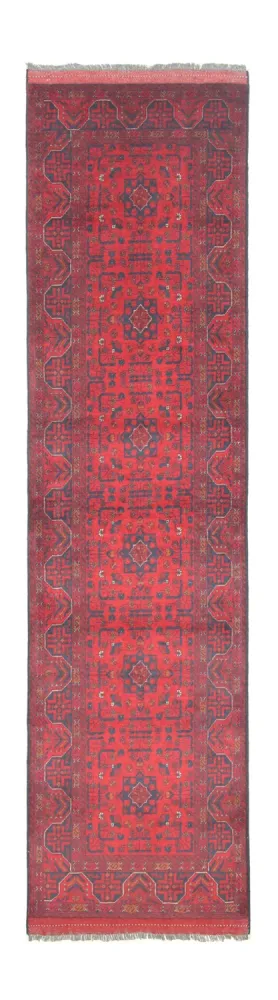 Løper Afghanske tepper - Kunduz - 297 x 74 cm - rød
