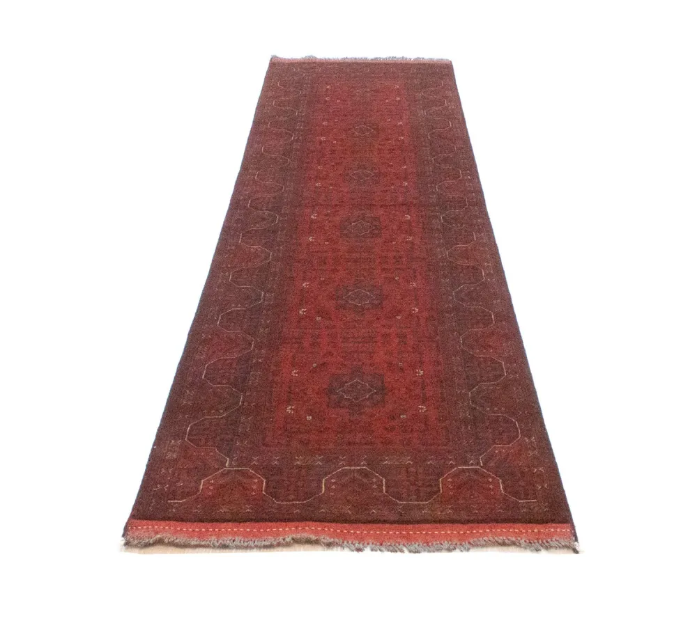 Løper Afghanske tepper - Kunduz - 297 x 74 cm - rød
