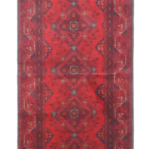 Løper Afghanske tepper - Kunduz - 299 x 86 cm - mørk rød