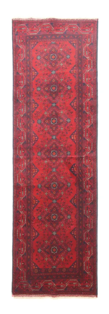 Løper Afghanske tepper - Kunduz - 299 x 86 cm - mørk rød
