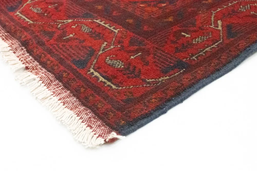 Løper Afghanske tepper - Kunduz - 299 x 86 cm - mørk rød