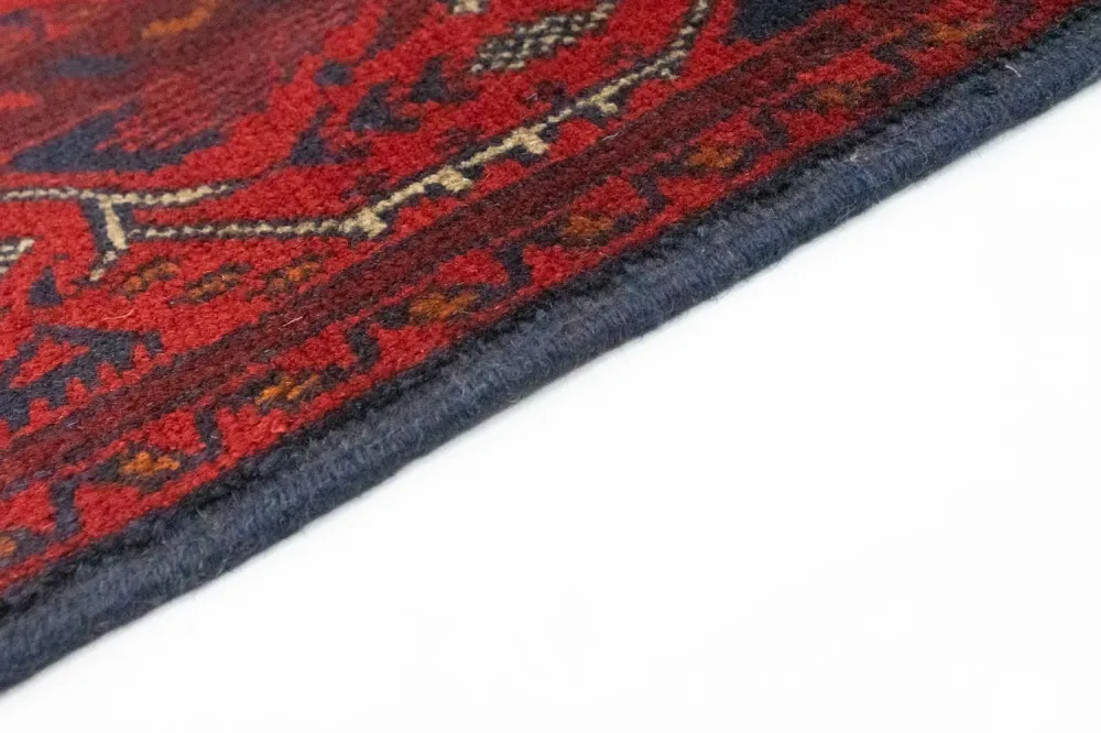 Løper Afghanske tepper - Kunduz - 299 x 86 cm - mørk rød