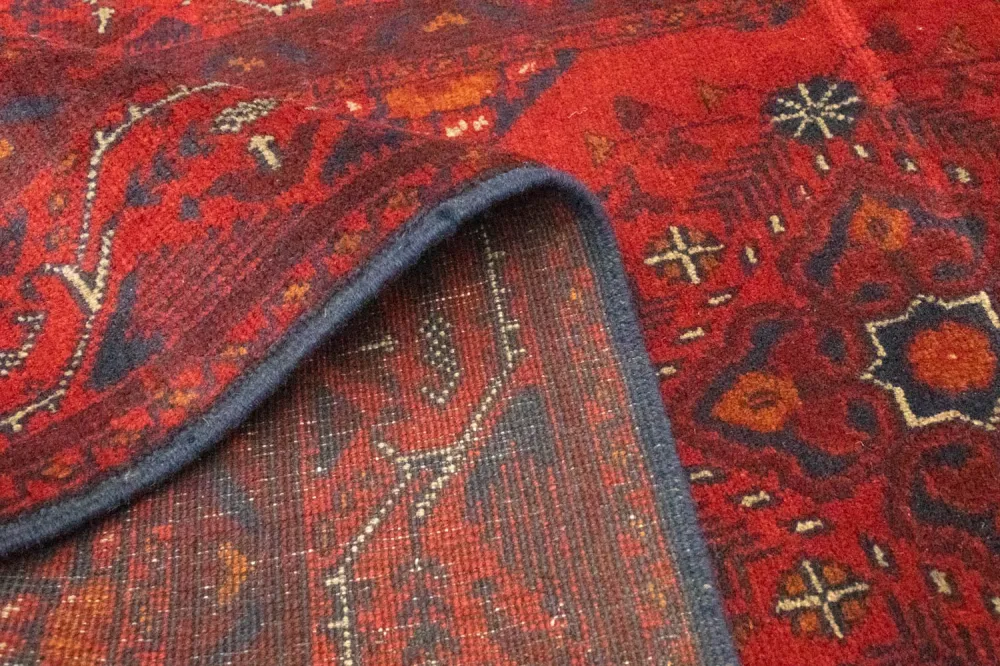 Løper Afghanske tepper - Kunduz - 299 x 86 cm - mørk rød