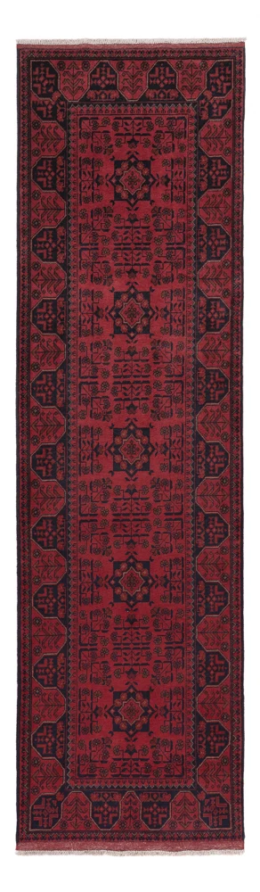 Løper Afghanske tepper - Kunduz - 299 x 82 cm - mørk rød