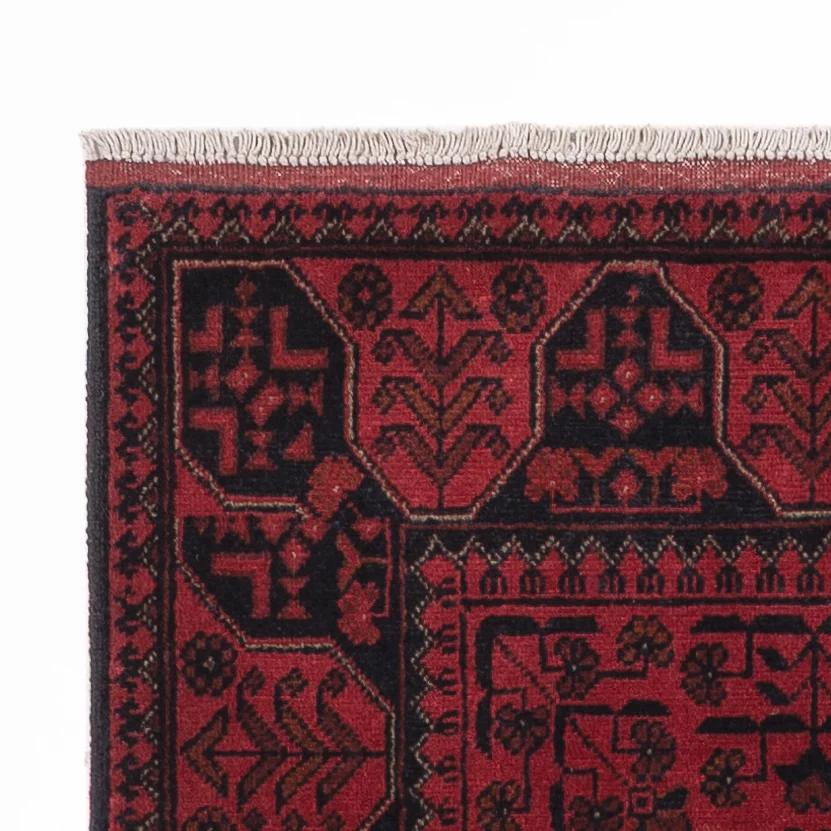 Løper Afghanske tepper - Kunduz - 299 x 82 cm - mørk rød