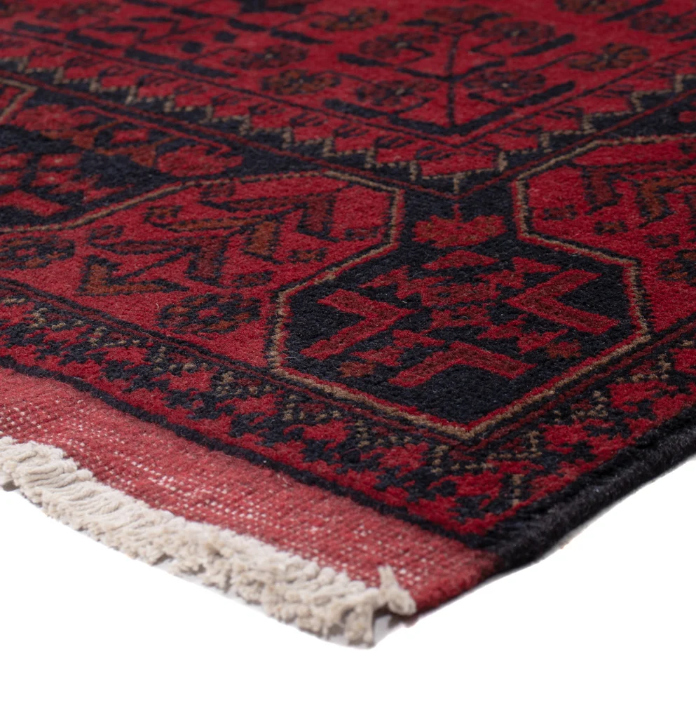 Løper Afghanske tepper - Kunduz - 299 x 82 cm - mørk rød