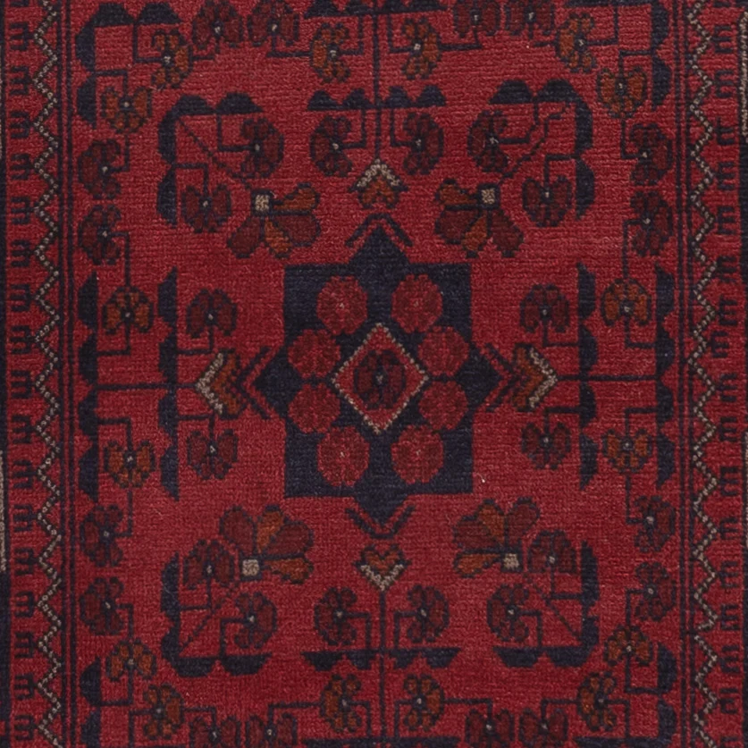 Løper Afghanske tepper - Kunduz - 390 x 80 cm - mørk rød