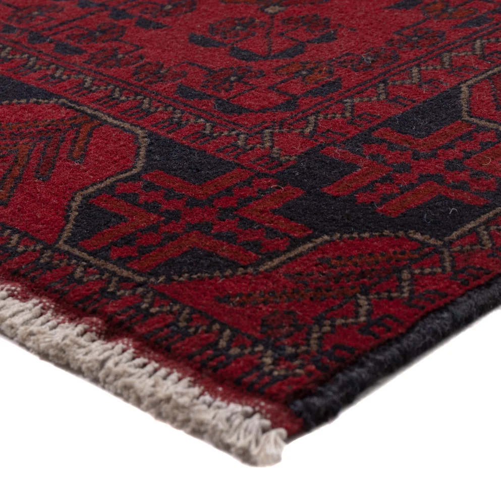 Løper Afghanske tepper - Kunduz - 390 x 80 cm - mørk rød