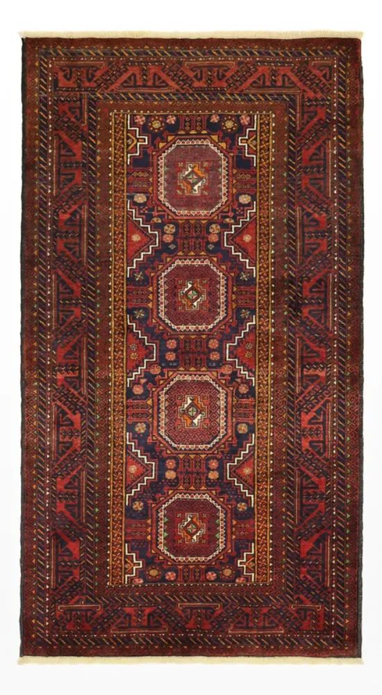 Løper Balutsj-teppe - 188 x 101 cm - mørk rød