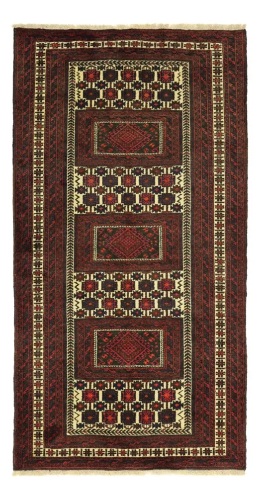 Løper Balutsj-teppe - 194 x 102 cm - mørk rød