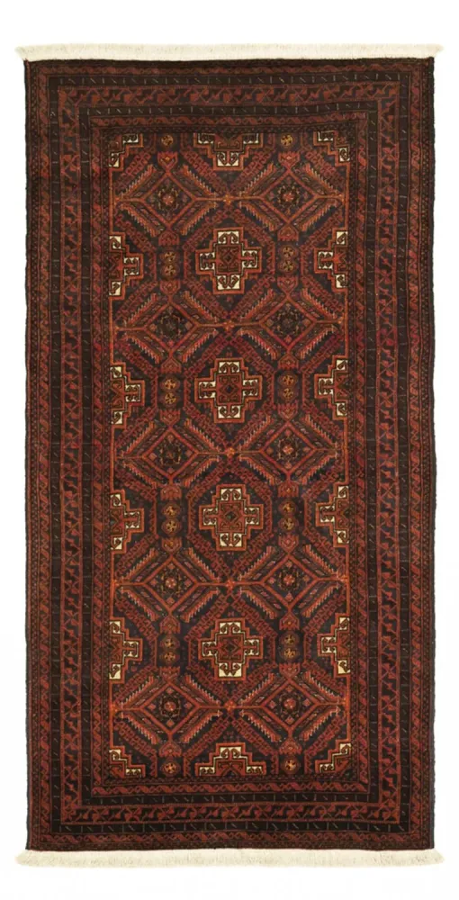 Løper Balutsj-teppe - 194 x 97 cm - mørk rød