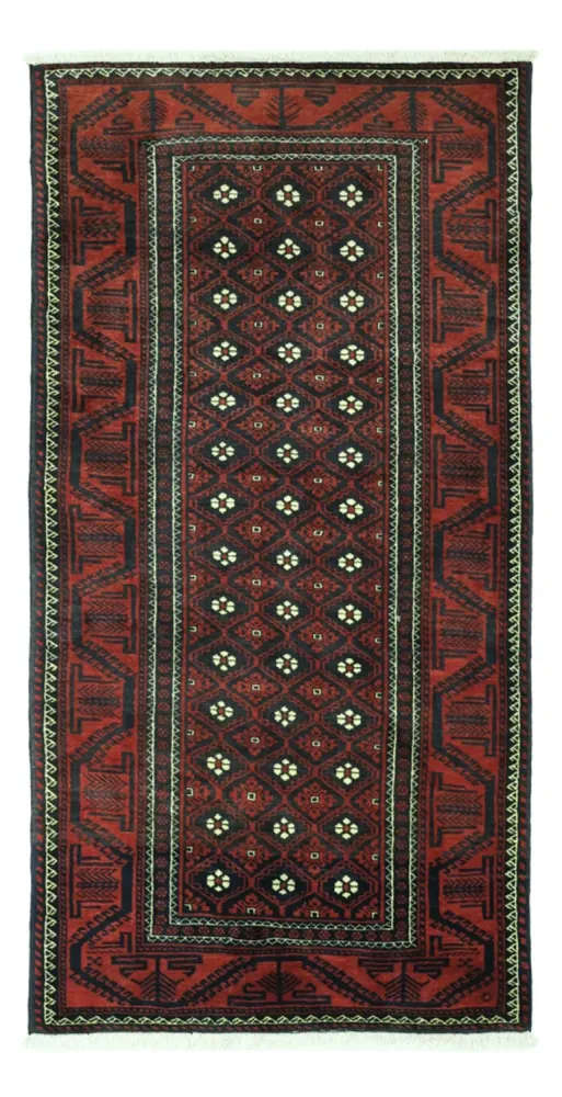 Løper Balutsj-teppe - 198 x 103 cm - mørk rød