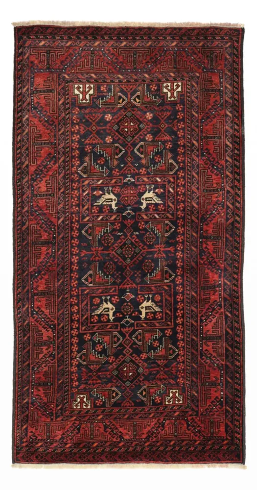 Løper Balutsj-teppe - 200 x 107 cm - mørk rød