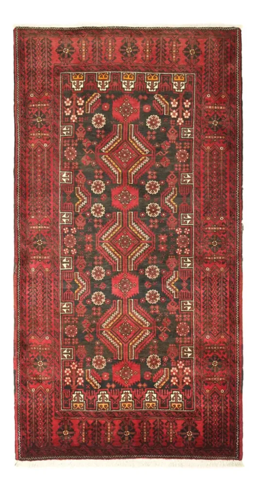 Løper Balutsj-teppe - 210 x 105 cm - mørk rød