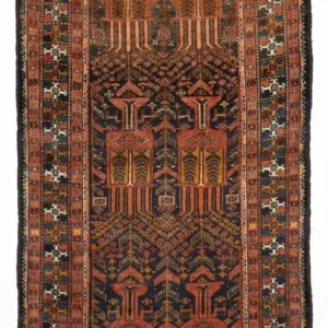 Løper Balutsj-teppe - 212 x 106 cm - mørk rød