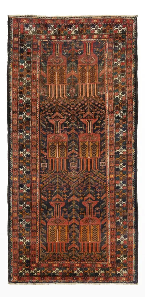 Løper Balutsj-teppe - 212 x 106 cm - mørk rød