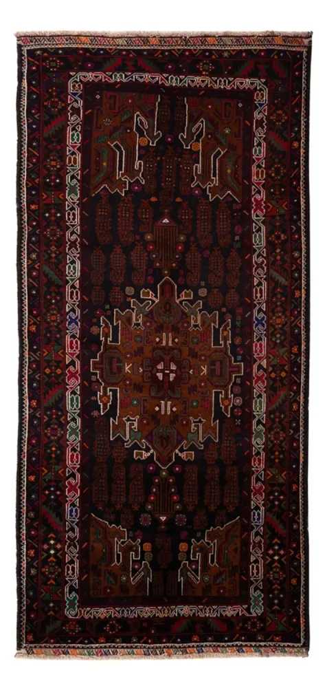 Løper Balutsj-teppe - 222 x 103 cm - mørk rød