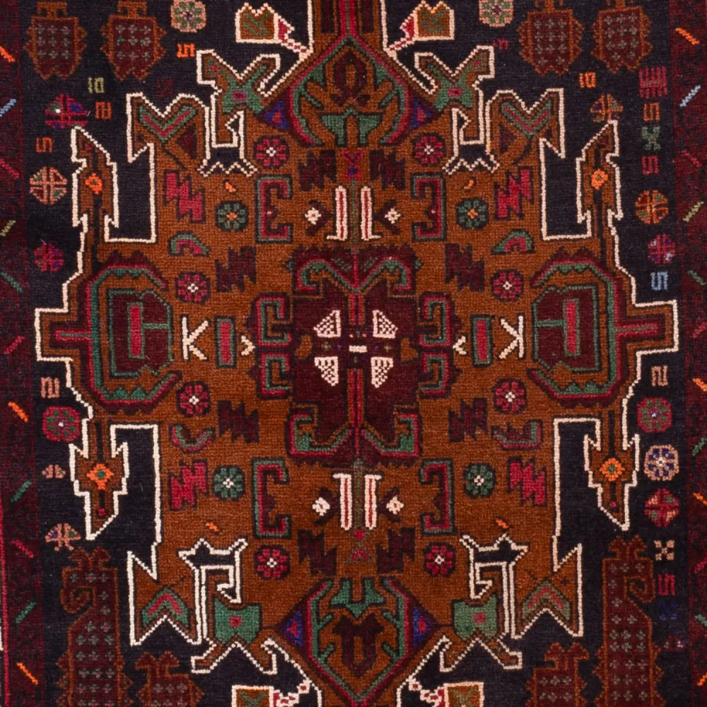 Løper Balutsj-teppe - 222 x 103 cm - mørk rød