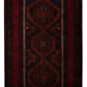 Løper Balutsj-teppe - 227 x 129 cm - mørk rød