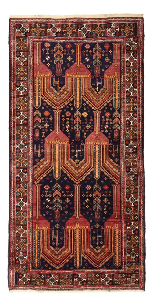 Løper Balutsj-teppe - 251 x 128 cm - mørk rød