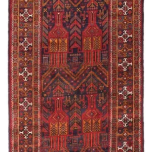 Løper Balutsj-teppe - 293 x 108 cm - mørk rød