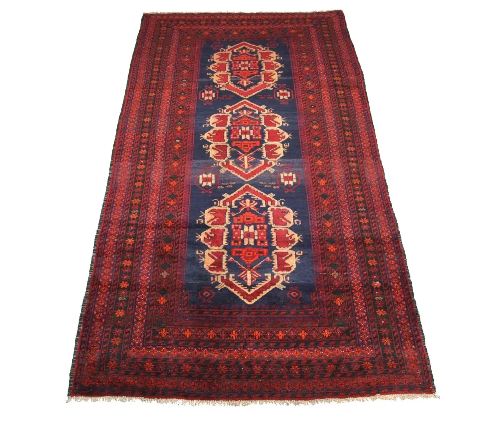 Løper Balutsj-teppe - 294 x 142 cm - blå