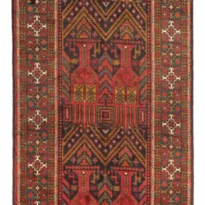 Løper Balutsj-teppe - 297 x 107 cm - mørk rød