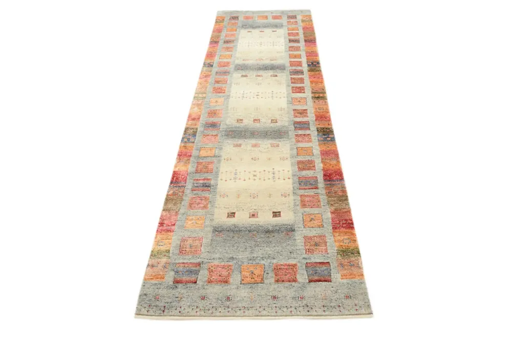 Løper Gabbeh teppe - Loribaft Indus - 295 x 82 cm - flerfarget
