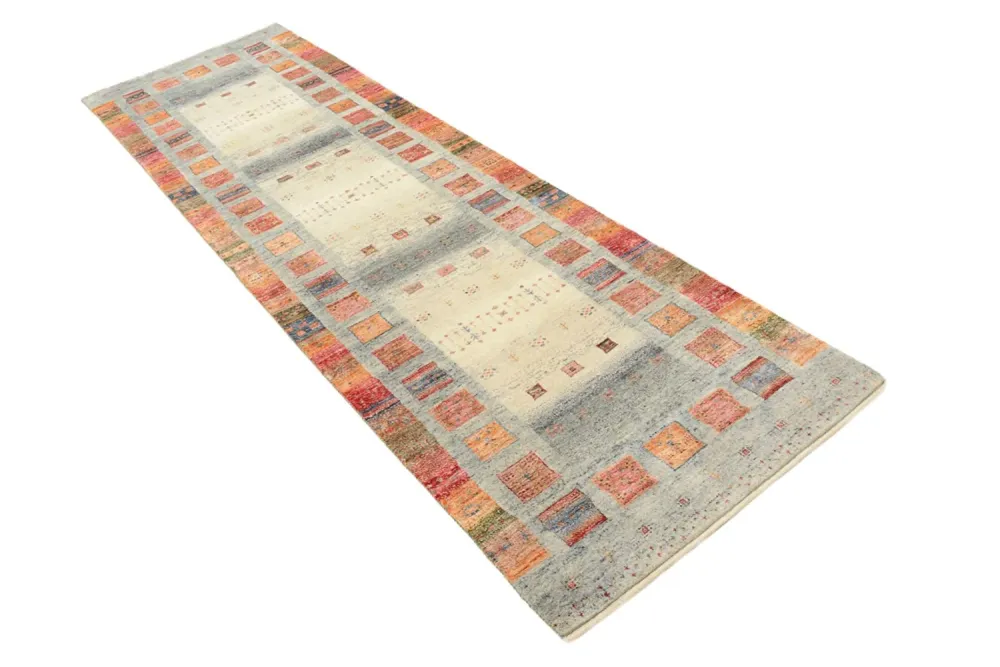 Løper Gabbeh teppe - Loribaft Indus - 295 x 82 cm - flerfarget