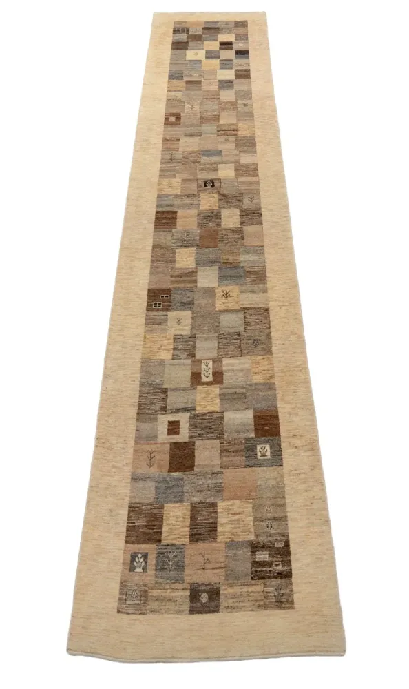 Løper Gabbeh teppe - Loribaft persisk teppe - 512 x 101 cm - lysebrun