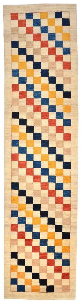 Løper Gabbeh teppe - Loribaft persisk teppe - 381 x 93 cm - flerfarget
